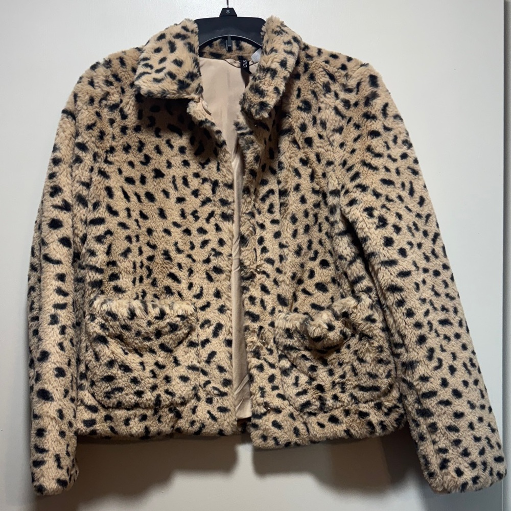 Leopard Print Faux Fur Jacket